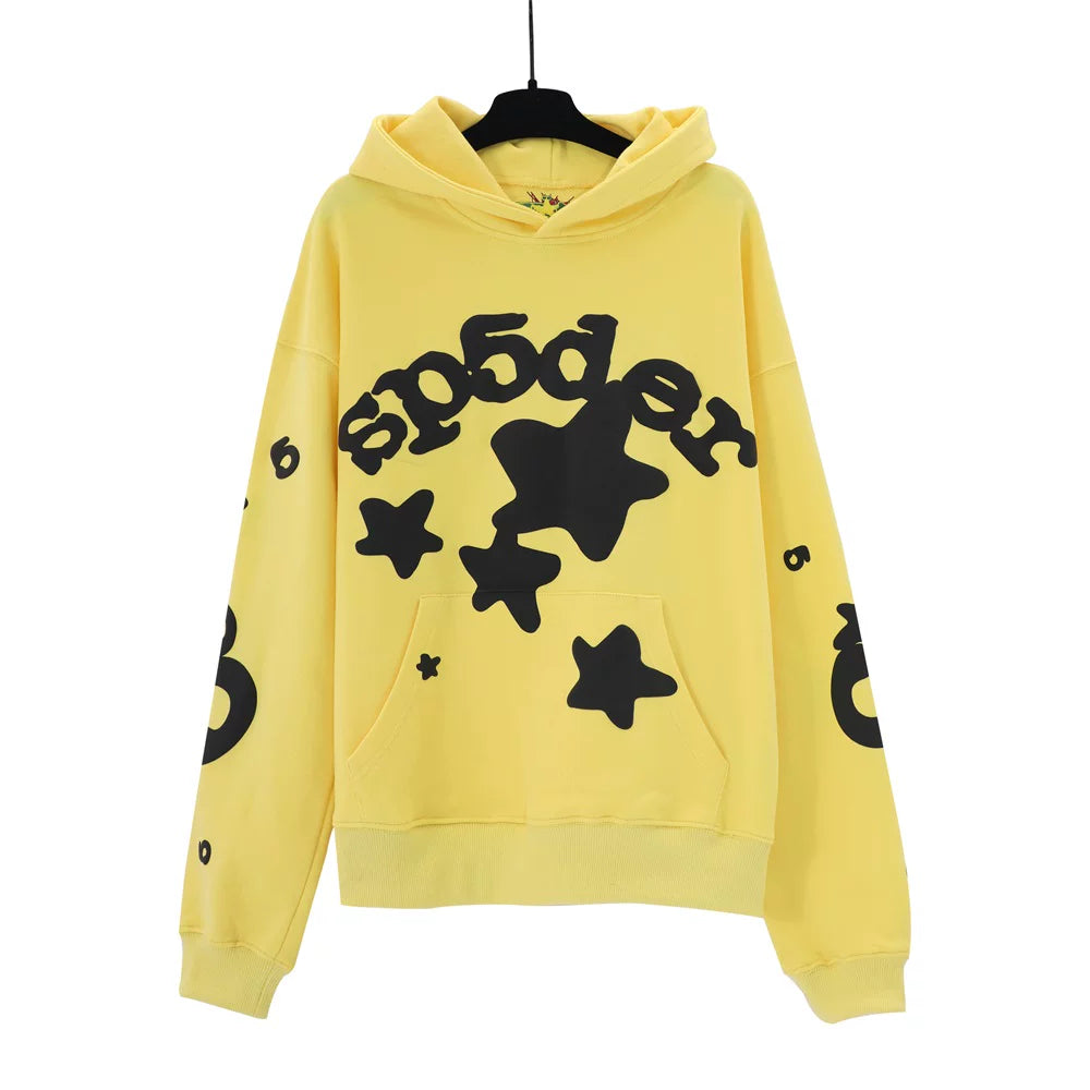 YOUNG Thug same SP5DER cobweb foaming printed hoodie autumn loose hat sweaters outer tide (7)