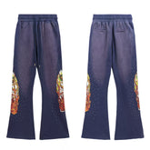 Who Decisions War on American High Street, Flame Printed Laundry, Ironed Diamond Bellbottom Pants, Couple Pants, Trendy