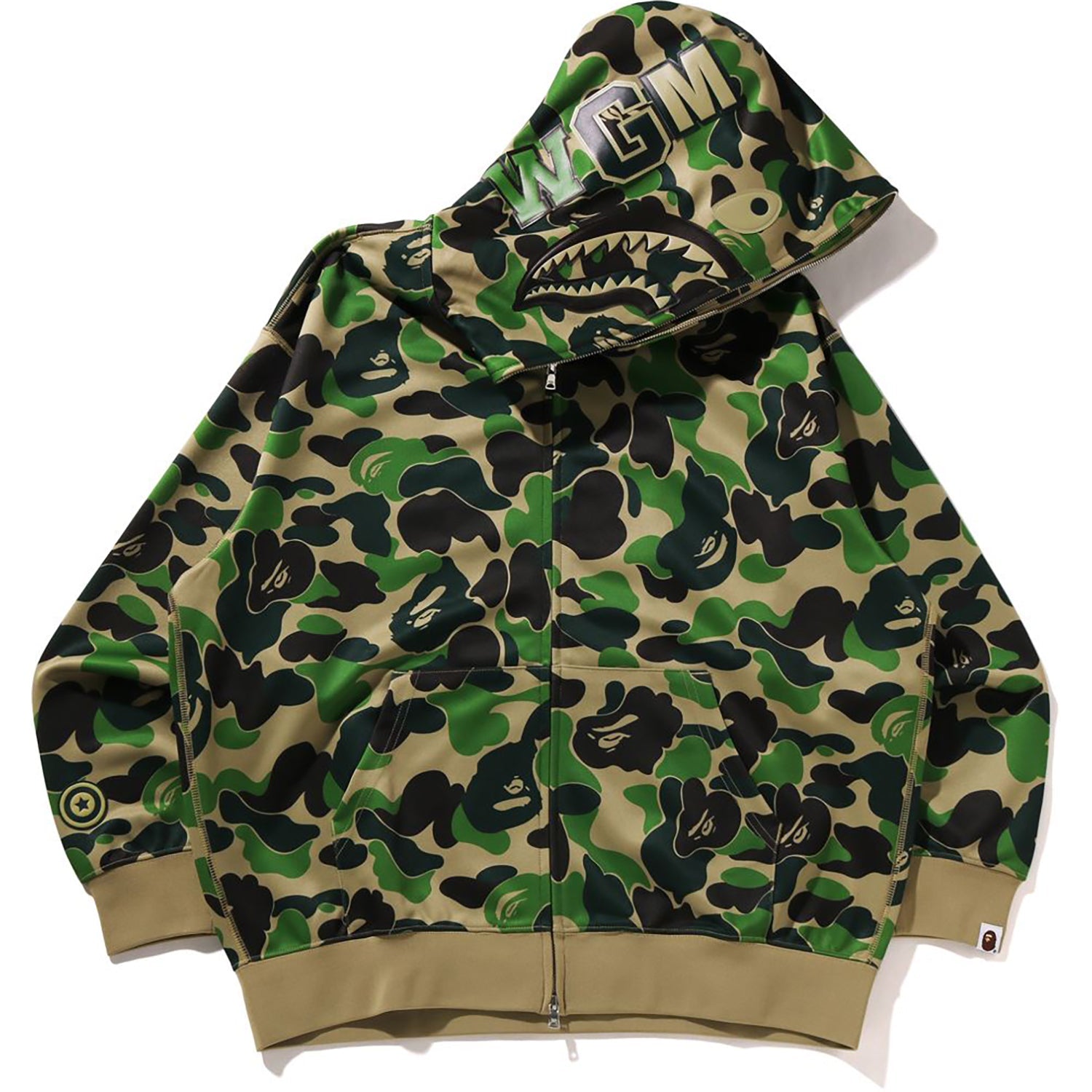ABC CAMO POLYESTER RELAXED FIT SHARK FULL ZIP HOODIE MENS