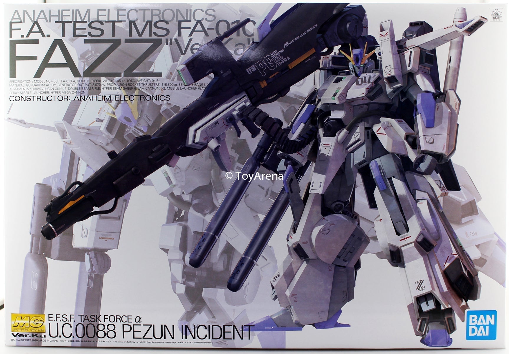 Gundam 1/100 MG Gundam Sentinel Full Armor FA-010A FAZZ Ver. Ka Model Kit