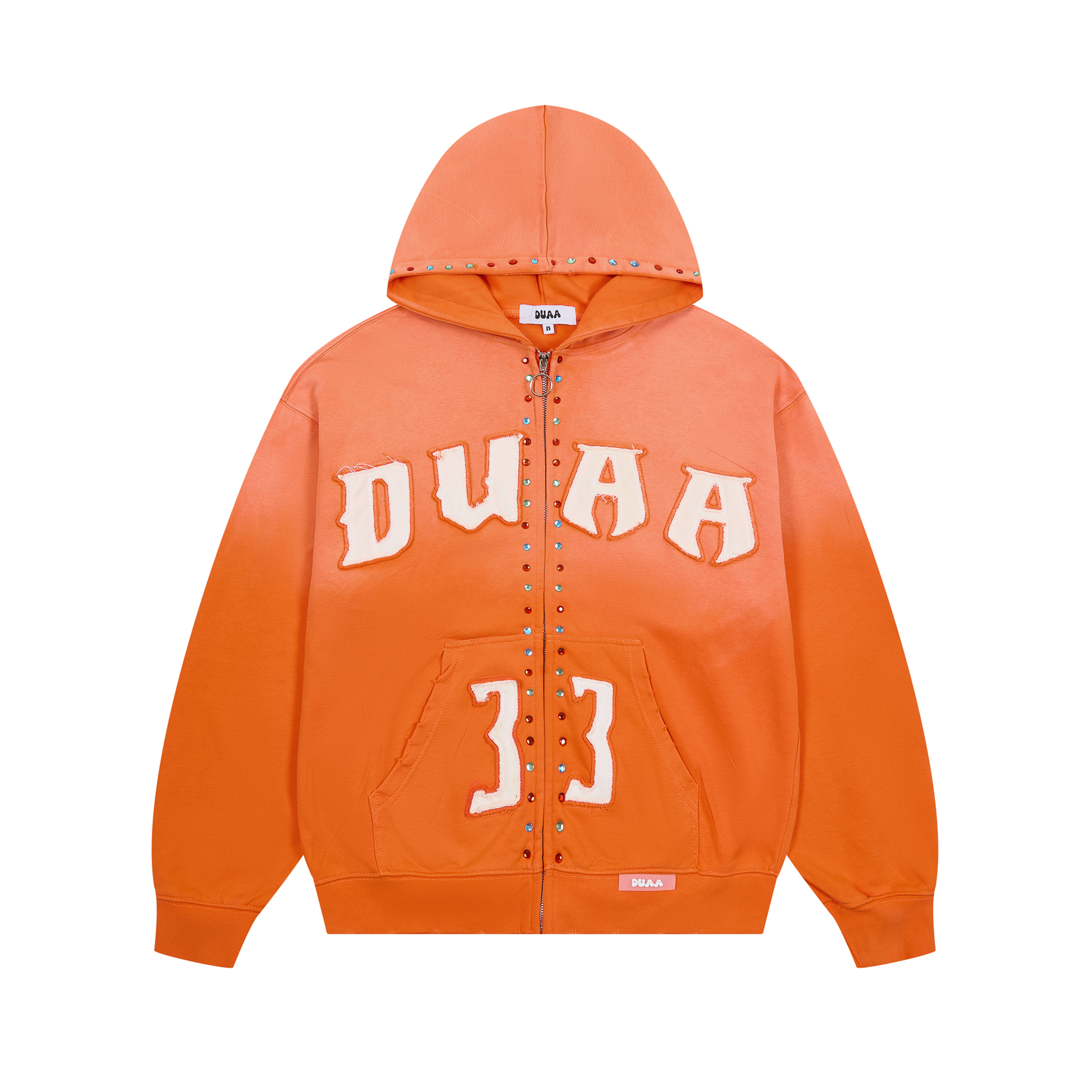 DUAA Rhinestone Patch Zip Hoodie