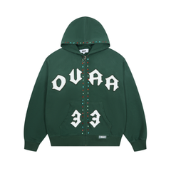 DUAA Rhinestone Patch Zip Hoodie