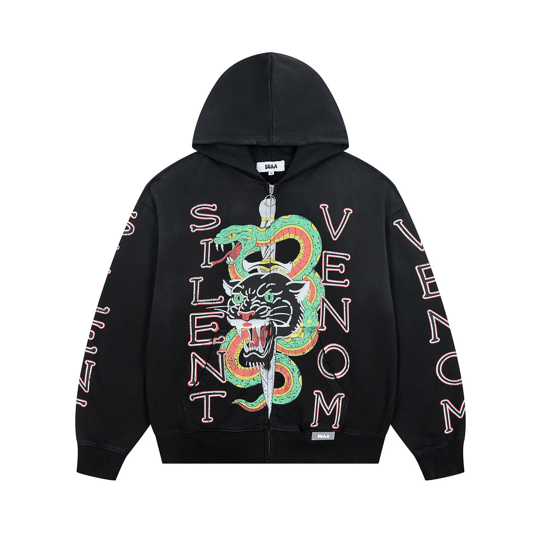 DUAA Silent Venom Tattoo Zip Hoodie