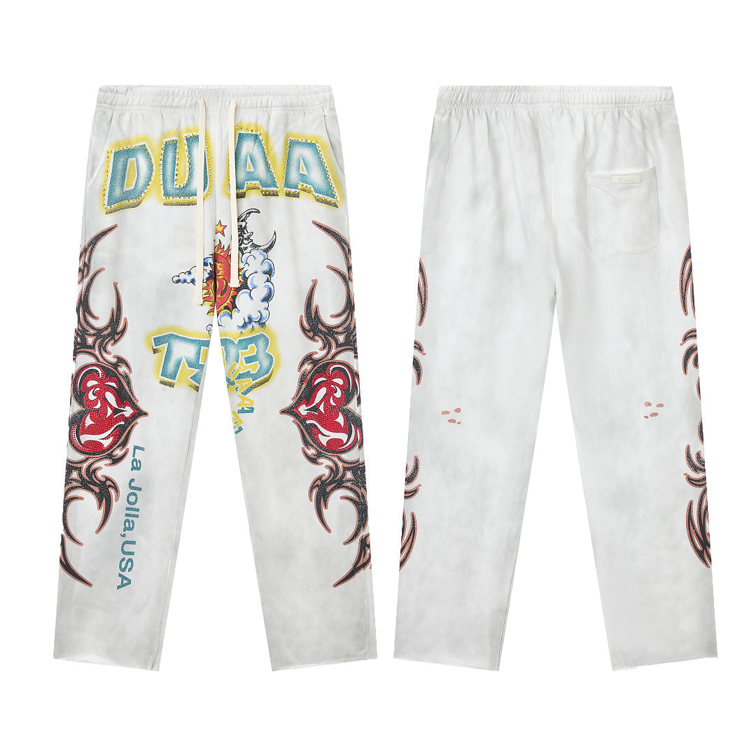 DUAA White Graphic Sweatpants