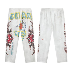 DUAA White Graphic Sweatpants