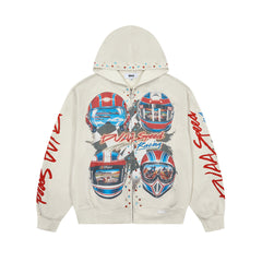 DUAA Racing Helmet Studded Zip Hoodie