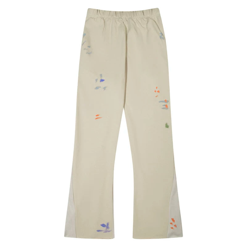 Gallery Depot's new splashed ink hand-painted spliced micro flared pants, American high street pure cotton looped casual pants, trendy (2)
