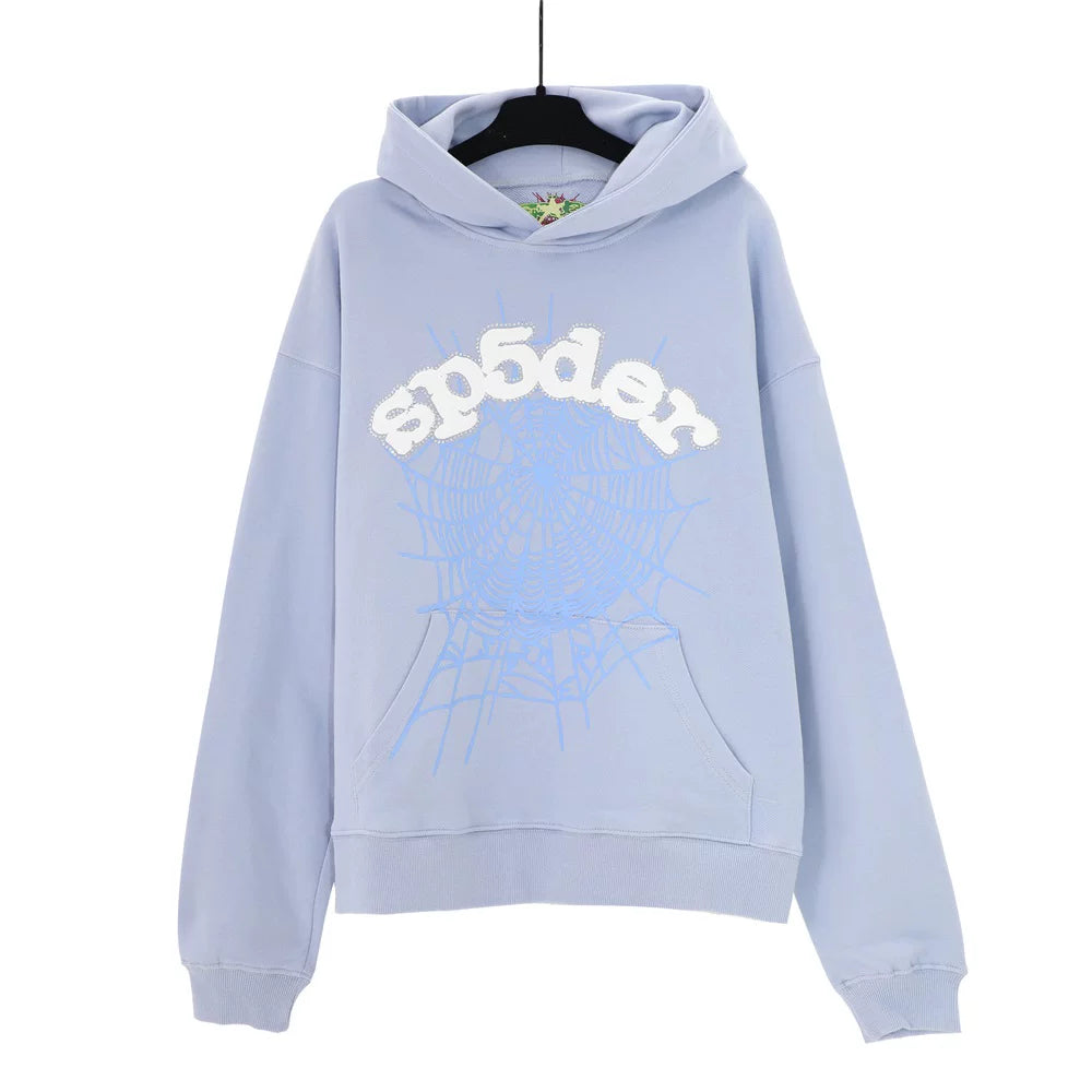 YOUNG Thug same SP5DER cobweb foaming printed hoodie autumn loose hat sweaters outer tide (2)