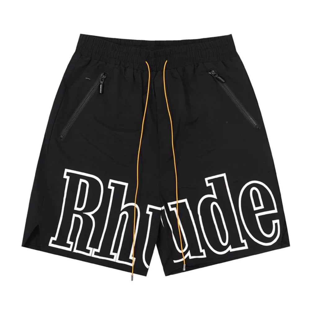 Rhude classic letter printed shorts American street high street loose basketball sports pants men and women five-point pants trendy