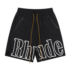 Rhude classic letter printed shorts American street high street loose basketball sports pants men and women five-point pants trendy