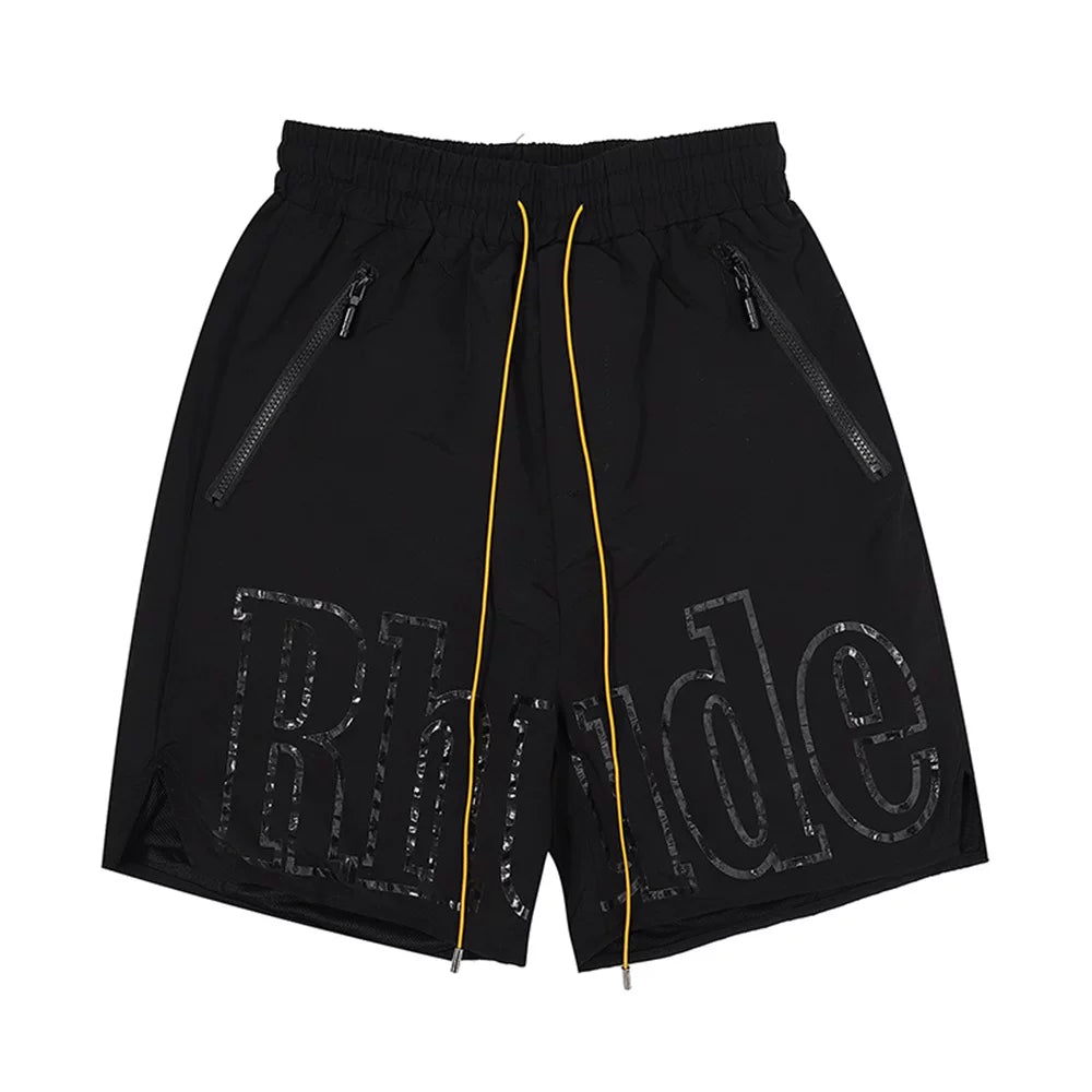 Rhude classic letter printed shorts American street high street loose basketball sports pants men and women five-point pants trendy