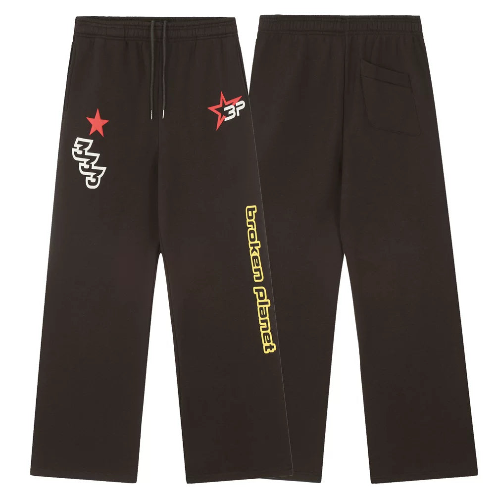 Broken planet shattered planet foam letter printed pants autumn and winter with plush loose straight leg sweatpants trend