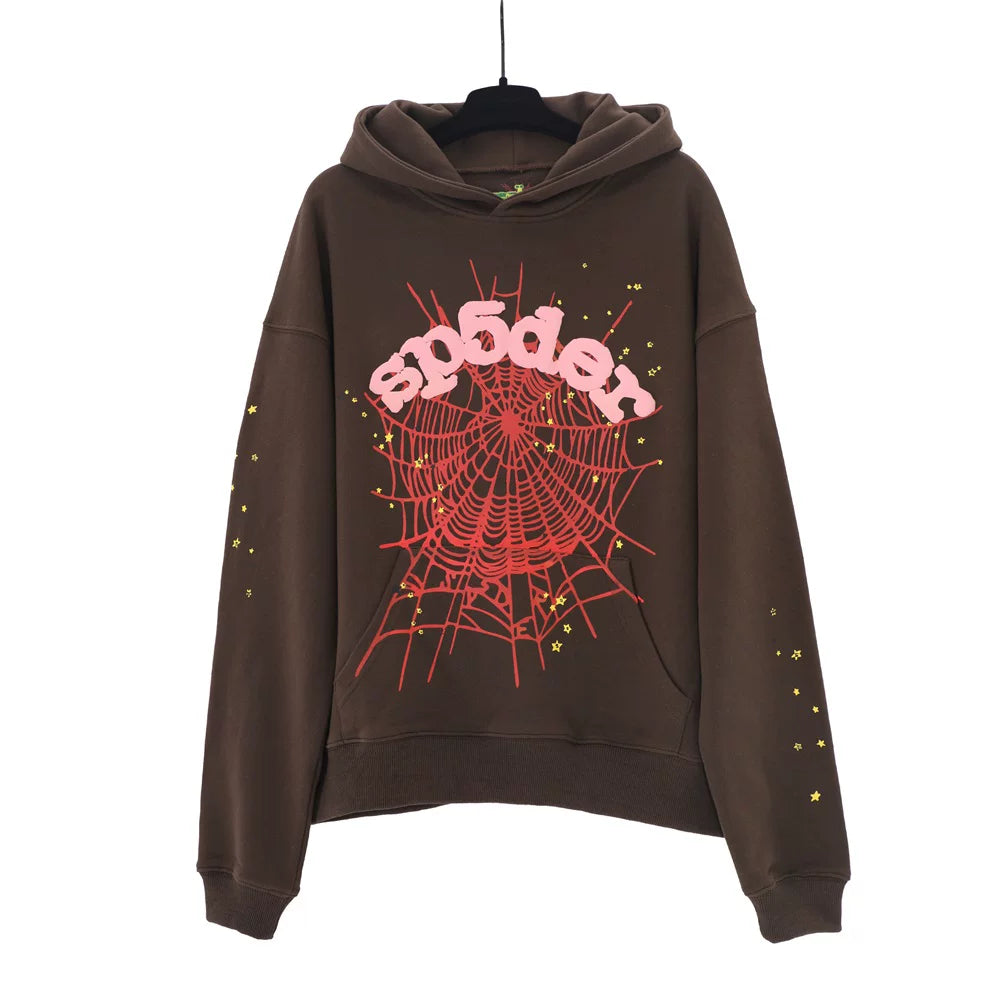YOUNG Thug same SP5DER cobweb foaming printed hoodie autumn loose hat sweaters outer tide (10)