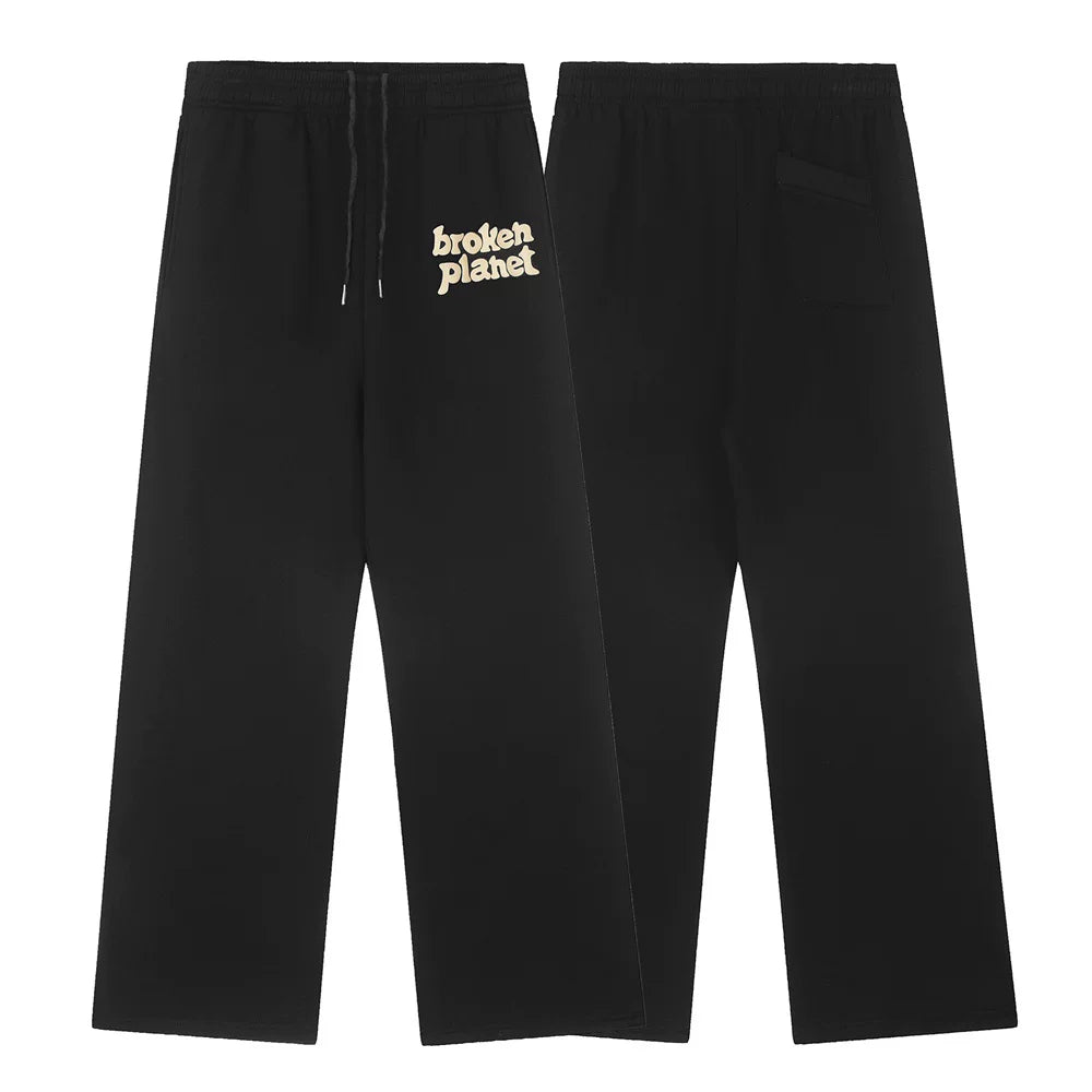 Broken planet shattered planet foam letter printed pants autumn and winter with plush loose straight leg sweatpants trend