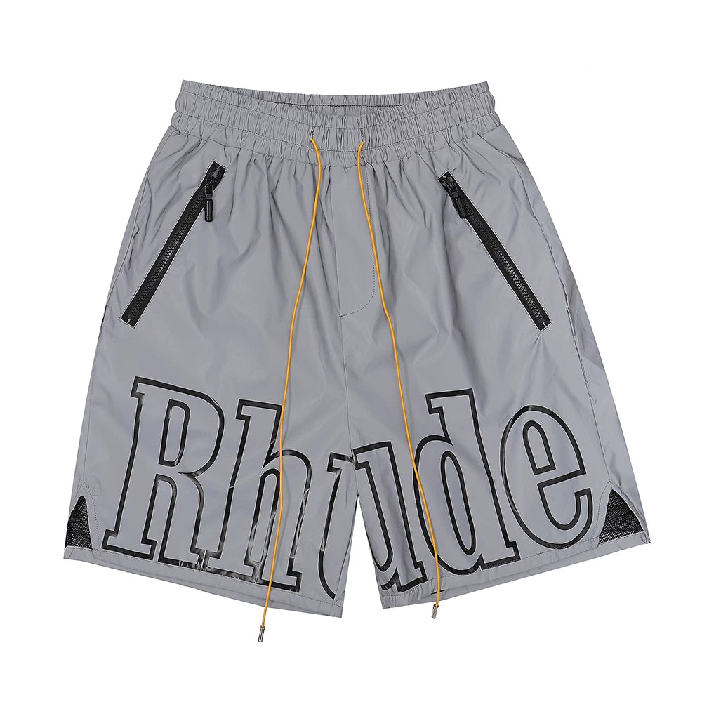 Rhude classic letter printed shorts American street high street loose basketball sports pants men and women five-point pants trendy