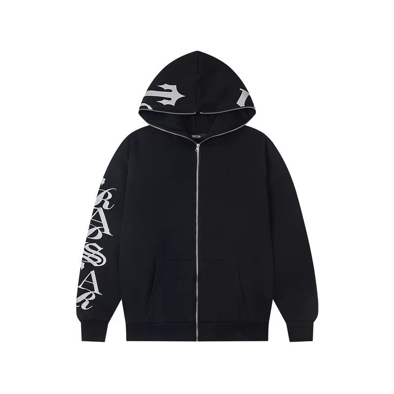 Trendy brand Trapstar Devil's Claw print cardigan, sweatshirt, sweatpants, men's and women's plus velvet loose casual sports set (1)