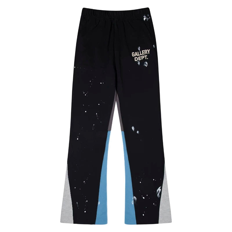 Gallery Depot's new splashed ink hand-painted spliced micro flared pants, American high street pure cotton looped casual pants, trendy (1)