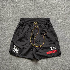 Rhude x Pirelli collaboration summer thin casual sports shorts, high street loose men's and women's five quarter pants