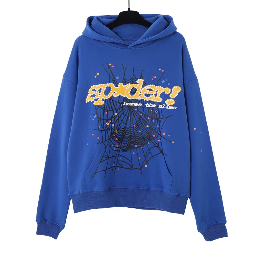 YOUNG Thug same SP5DER cobweb foaming printed hoodie autumn loose hat sweaters outer tide (11)