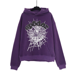 YOUNG Thug same SP5DER cobweb foaming printed hoodie autumn loose hat sweaters outer tide (1)