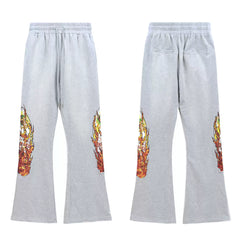 Who Decisions War on American High Street, Flame Printed Laundry, Ironed Diamond Bellbottom Pants, Couple Pants, Trendy