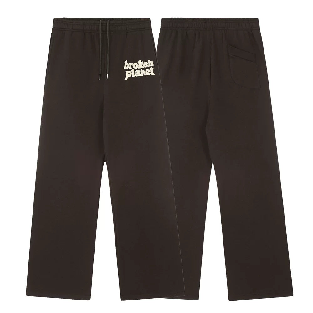Broken planet shattered planet foam letter printed pants autumn and winter with plush loose straight leg sweatpants trend