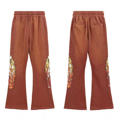 Who Decisions War on American High Street, Flame Printed Laundry, Ironed Diamond Bellbottom Pants, Couple Pants, Trendy