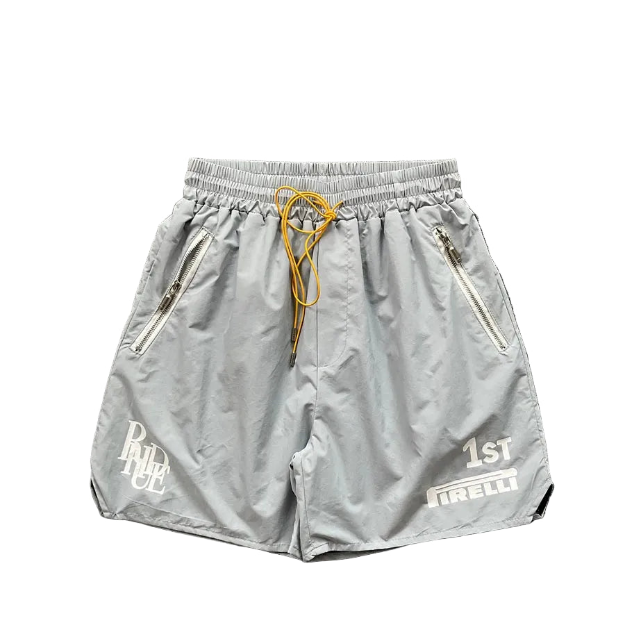 Rhude x Pirelli collaboration summer thin casual sports shorts, high street loose men's and women's five quarter pants