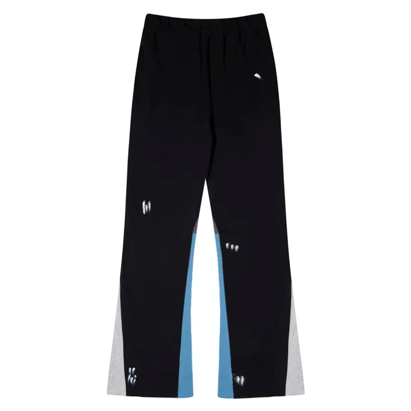 Gallery Depot's new splashed ink hand-painted spliced micro flared pants, American high street pure cotton looped casual pants, trendy (1)