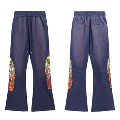 Who Decisions War on American High Street, Flame Printed Laundry, Ironed Diamond Bellbottom Pants, Couple Pants, Trendy