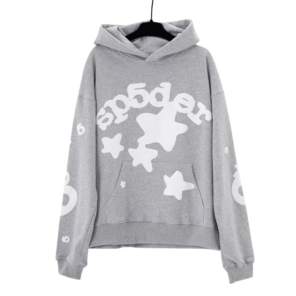 YOUNG Thug same SP5DER cobweb foaming printed hoodie autumn loose hat sweaters outer tide (6)