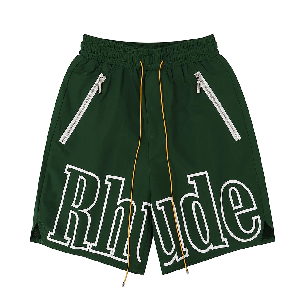 Rhude classic letter printed shorts American street high street loose basketball sports pants men and women five-point pants trendy