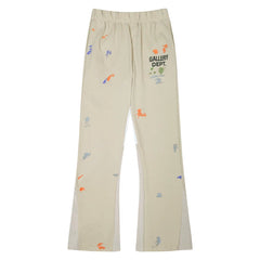 Gallery Depot's new splashed ink hand-painted spliced micro flared pants, American high street pure cotton looped casual pants, trendy (2)