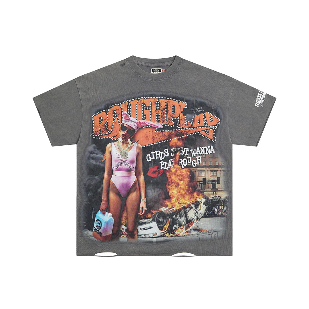 RoughPlay Burning Car Graphic Tee