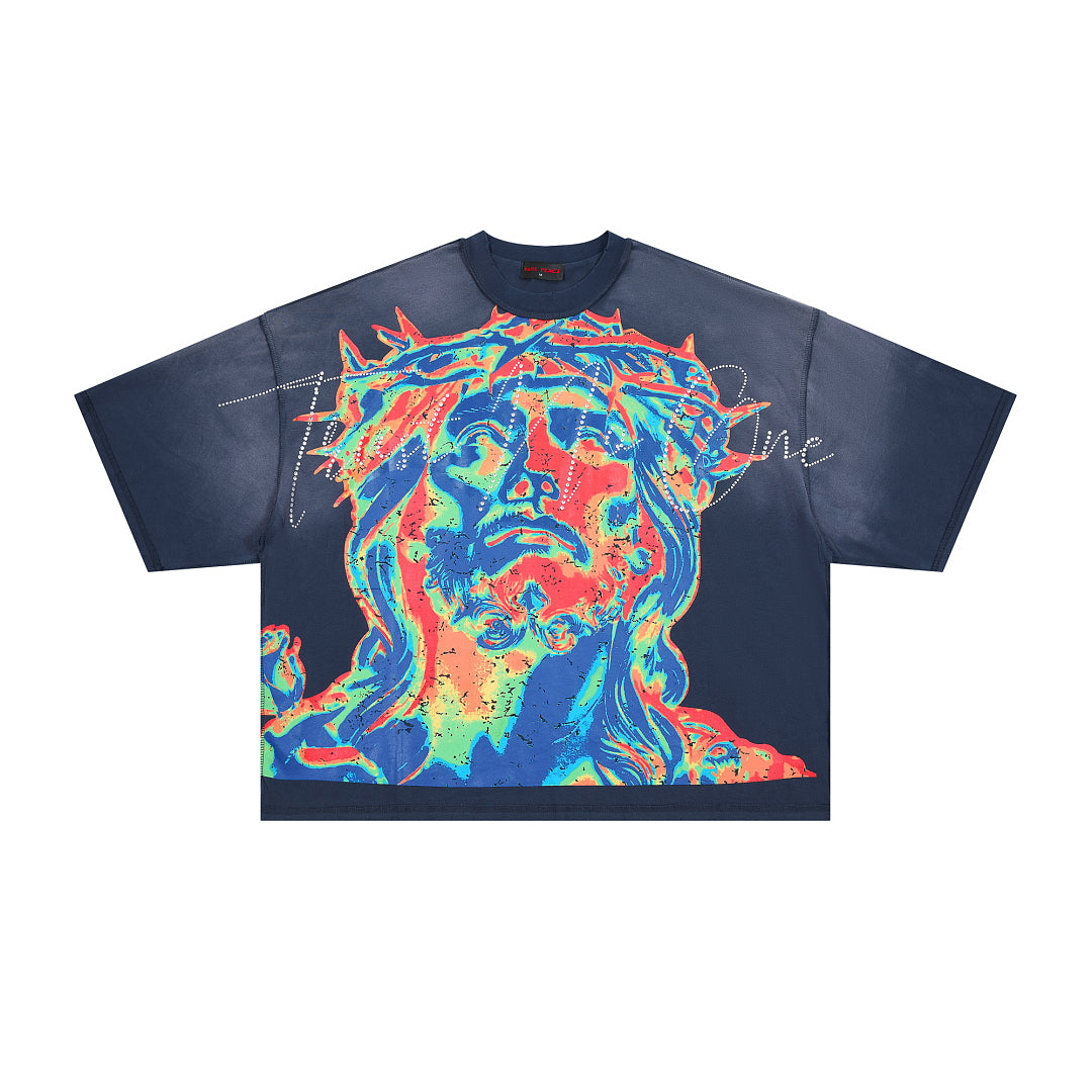 RARE PEACE Jesus Rhinestone Tee