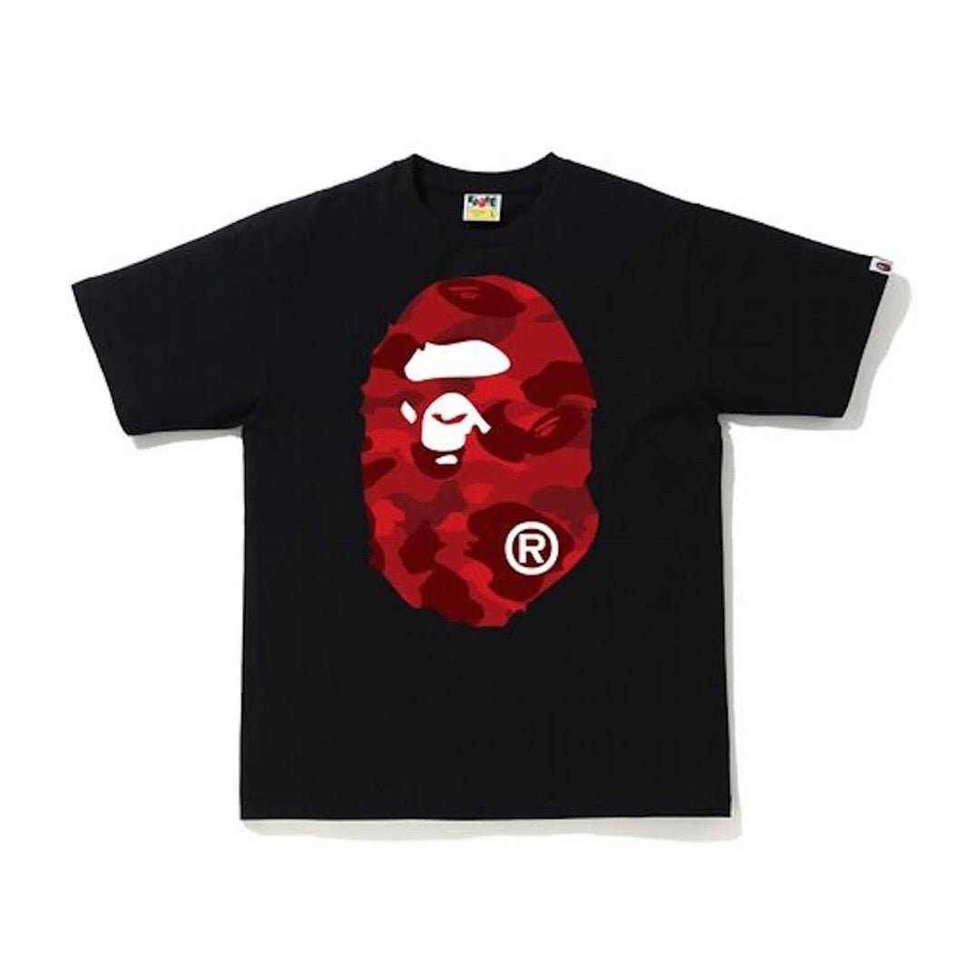 Bape Color Camo Big Ape Head Tee Black Red
