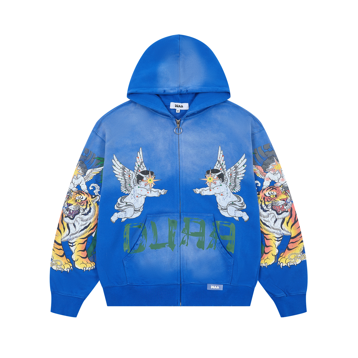 DUAA Cherub Tiger Graphic Zip Hoodie
